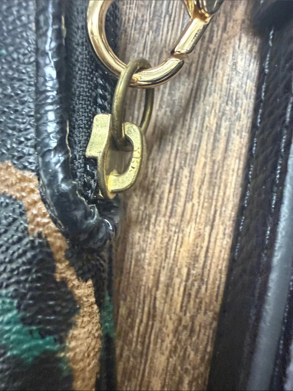 Vintage Coach Leopard Print Wristlet Phone Case in Brown, Black & Green